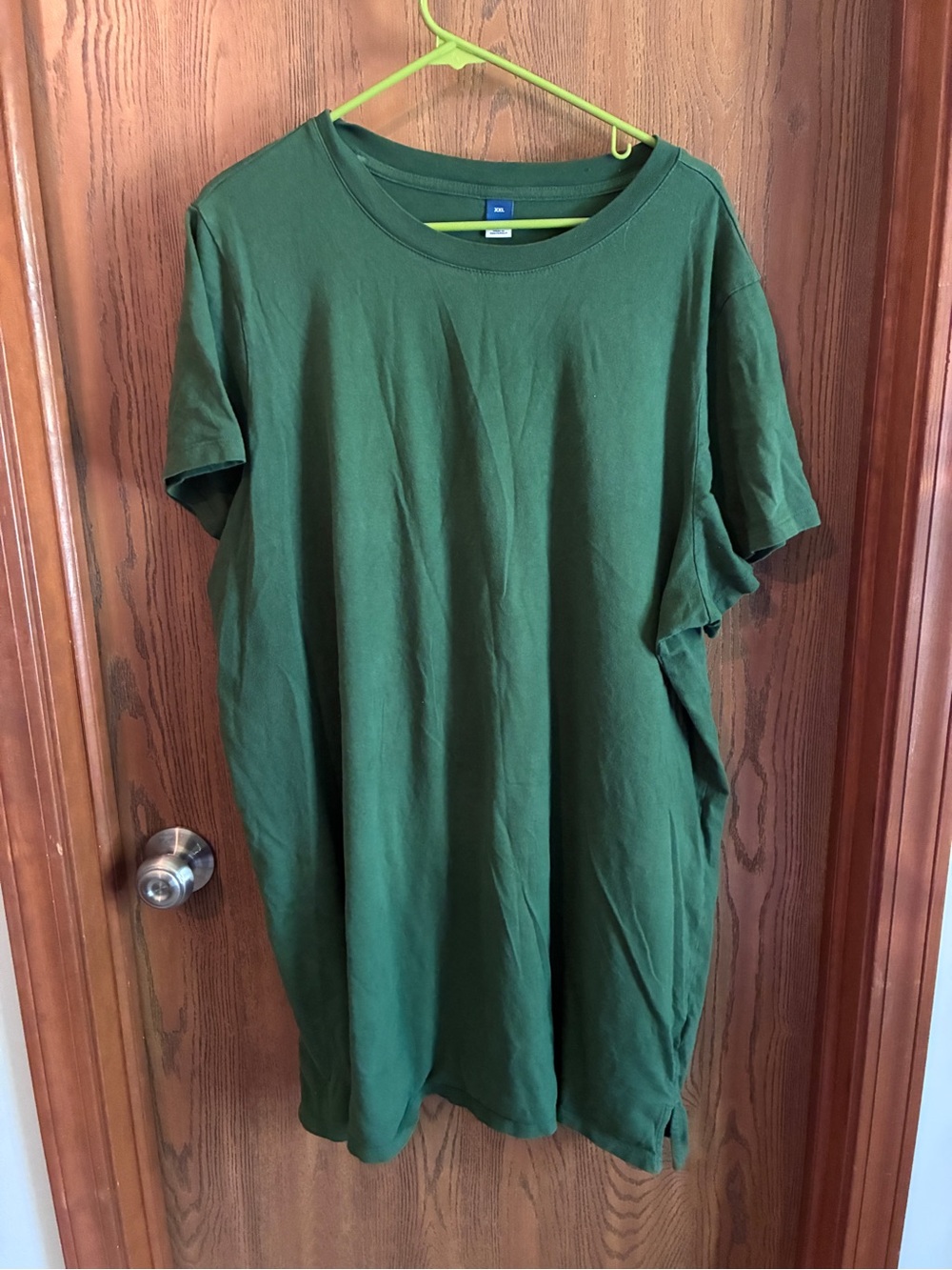 Green Short-Sleeve Crewneck T-Shirt Dress